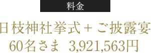 日枝神社挙式 + ご披露宴 30名1.91.000円　追加29.000円